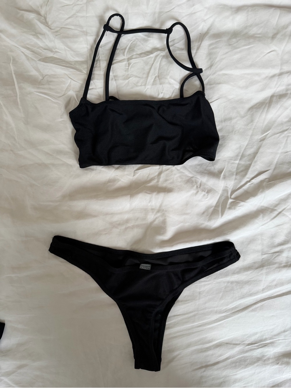 Tan through Women's Two-Piece Swim Set - Strappy Bikini Top & Two Bottom